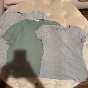 Zara Short Sleeve Tees - Light Gray, Sage, and Striped